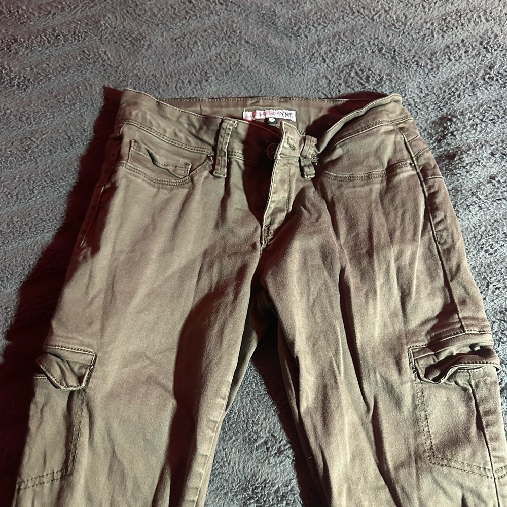 Skinny olive green cargo pants